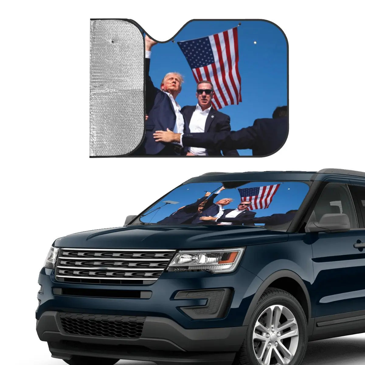 Donald Trump Shot Scene Windshield Sunshade 2024 Shooting at Trump Rally Car Front Window Visor Sun Visor Sunscreen Curtain