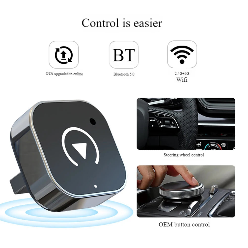 2 in 1 Wireless CarPlay Android Auto Adapter Carplay AI Box Convert Wired To Wireless Plug & Play for Factory Wired CarPlay Cars