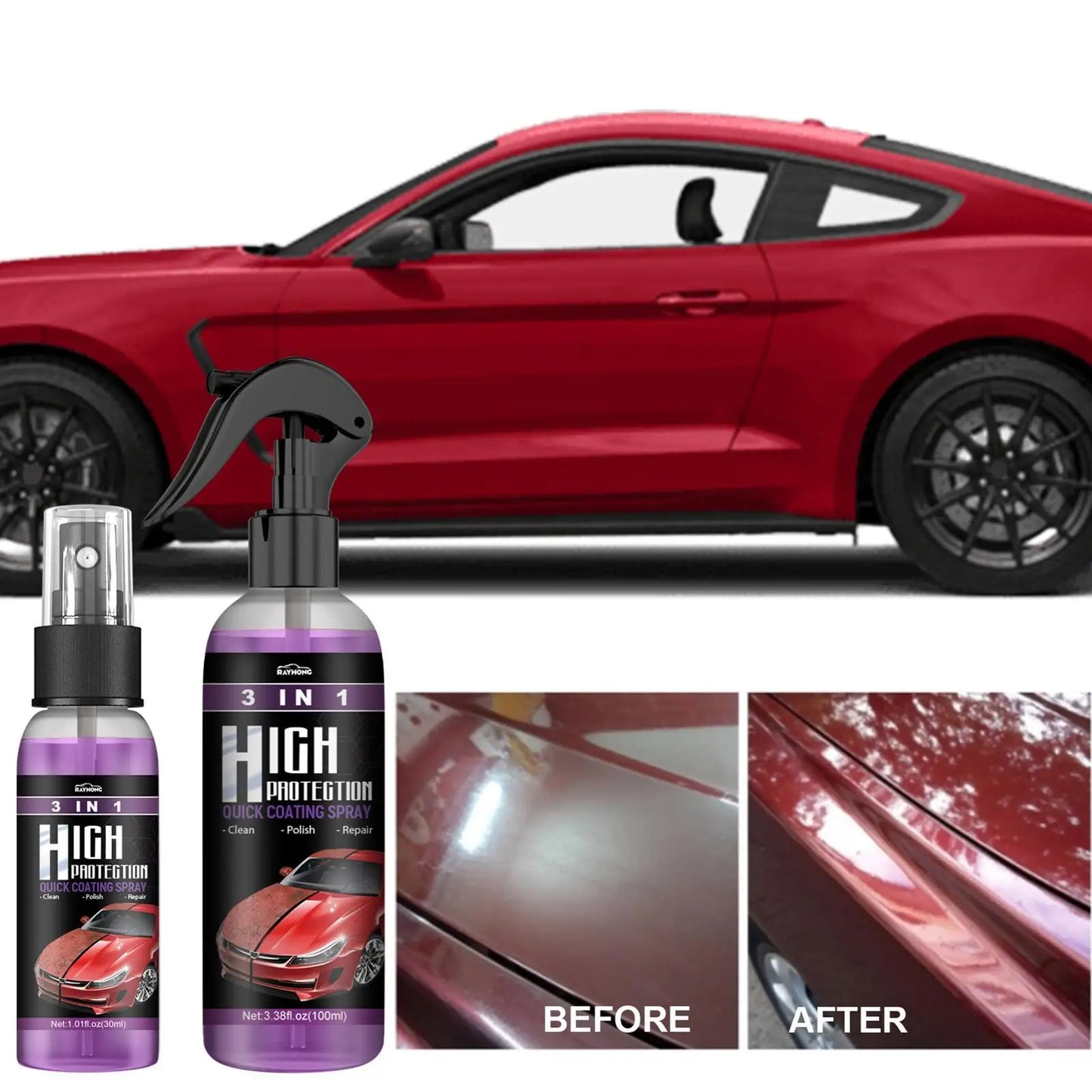 3 In 1 Quick Coating Spray High Protection Car Coating Ceramic Spray Wash Car Car Waterless Spray Coating Quick Coating L9H5