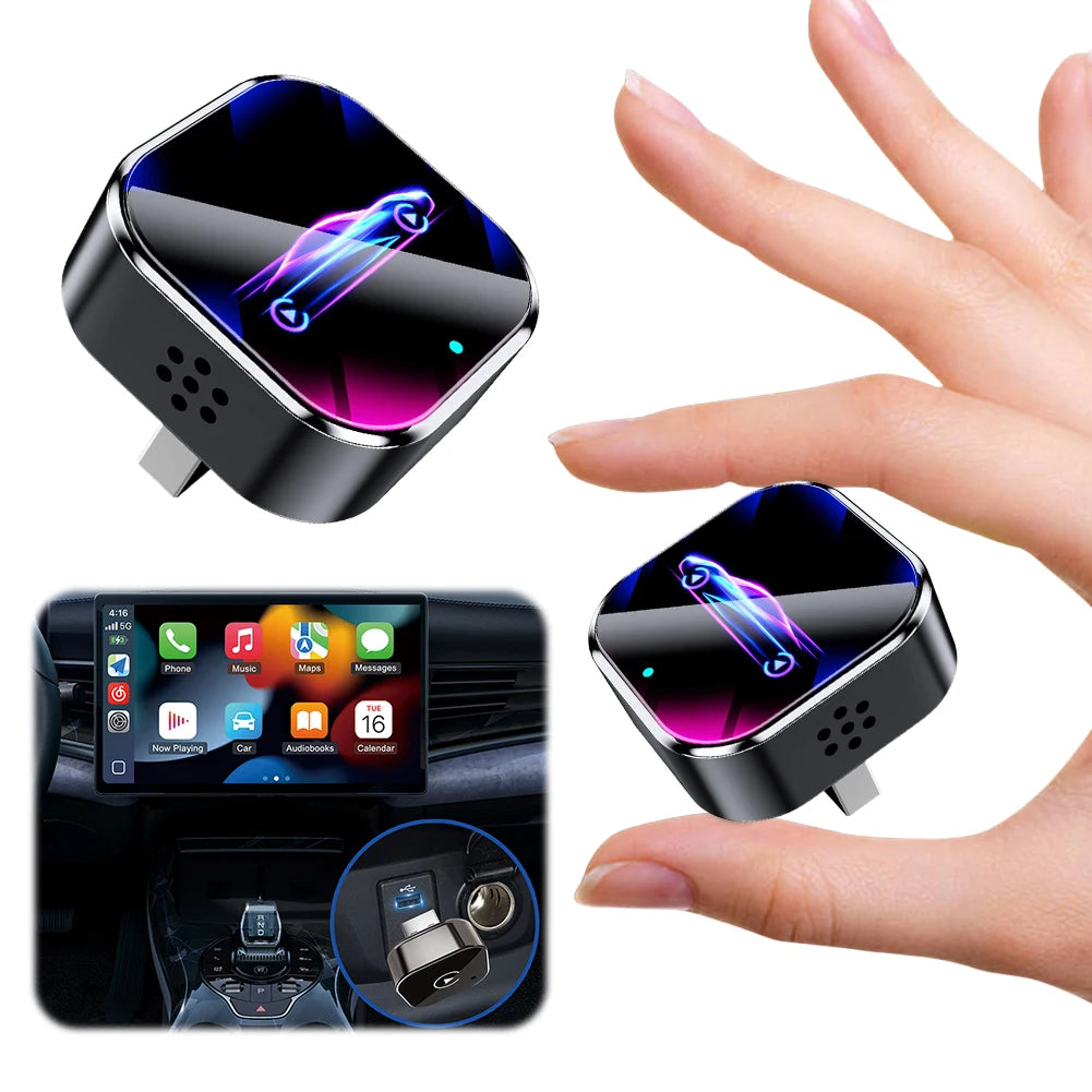 2 in 1 Wired to Wireless CarPlay Adapter Plug & Plug Bluetooth WiFi Auto Connect Converts for Wired CarPlay/Andriod Auto Car