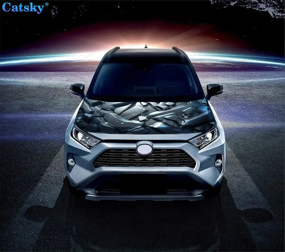 Metal Grunge Texture Car Hood Vinyl Stickers Wrap Vinyl Film Engine Cover Decals Sticker Universal Car Hood Protective Film