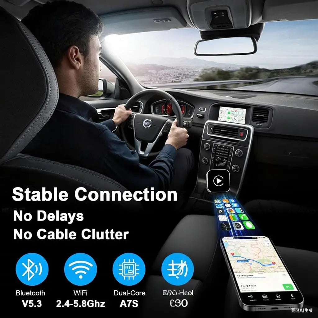 2 in 1 Car Wireless CarPlay Adapter & Android Auto Adapter Type-C/USB Fast Connection Wired to Wireless for iPhone/Android