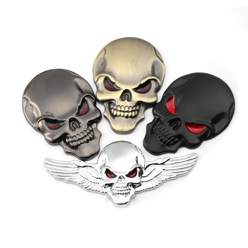 Metal 3D Skull Head Car Sticker Badge Emblem Auto Trunk Sticker for BMW Audi Ford Jeep Honda Volkswagen Mercedes Opel Dodge KIA