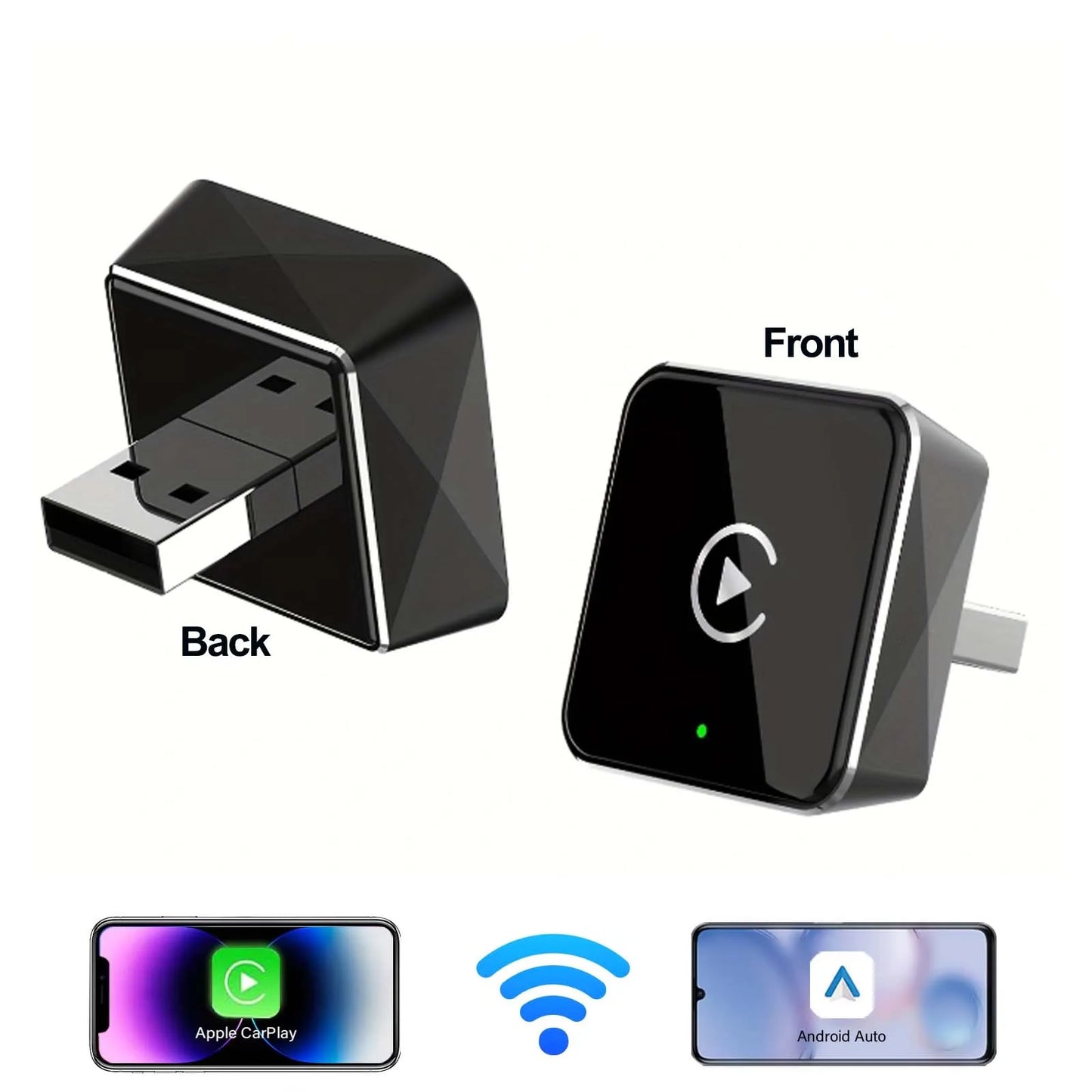 Car AI Box Carplay Android Auto Wireless Adapter 2 In 1 Mini Box Wireless Adapter Plug And Play 2.4-5.8GHz WiFi Bluetooth