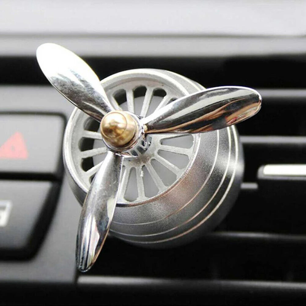 Car Air Freshener Rotating LED Fragrance Dispenser Fragrance Car Propeller Air Outlet 3-leaf Fan Car Diffuser For Air Vent