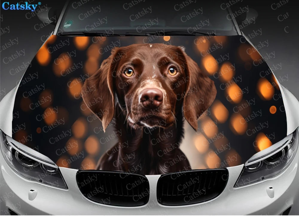 Chocolate Labrador Animal Dog Car Hood Vinyl Stickers Wrap Vinyl Film Engine Cover Decals Sticker on Car Auto Accessories