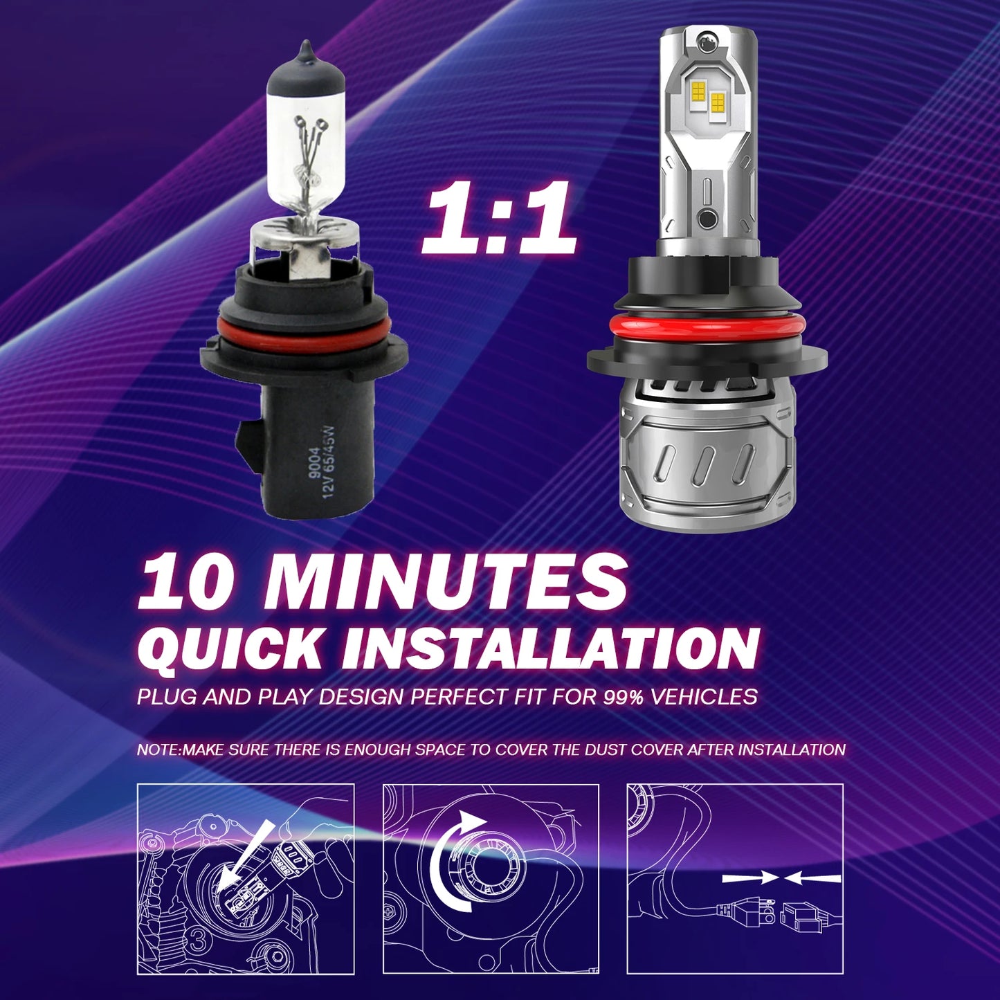 2Pcs Canbus 9007 HB5 LED Headlight Bulbs 14000LM 100W Mini Size Headlamps For Suzuki Vitara Samurai Jimny Swift Grand Vitara