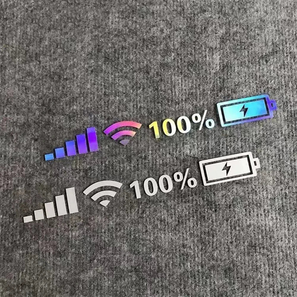 Car Vinyl Reflective Stickers Wifi Battery Level Signal Decals Decor Car Funny Sticker For Auto Decor Accessories