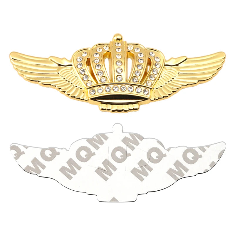 Crown Diamond Car Crown Gold Royal Sticker Wings Emblem Badge for BMW Audi Honda Toyota Chevrolet Ford Opel Imperial Crown KIA