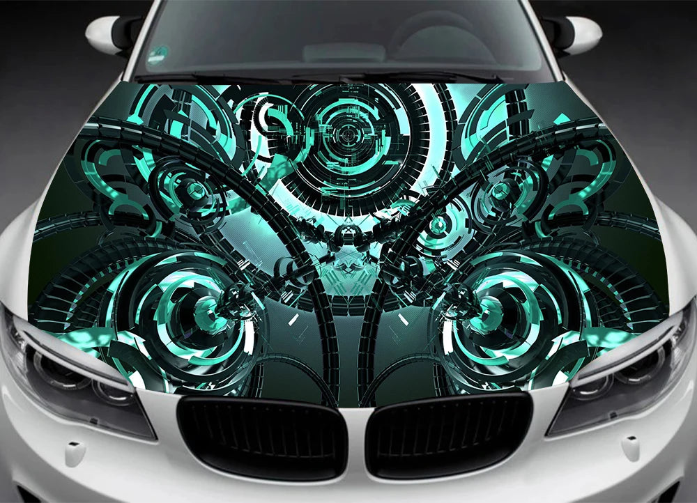 Artistic 3D Art Car Hood Decal, Vinyl, Sticker, Graphic, Wrap Decal, Truck Decal, Truck Graphic, Anime Bonnet Decal