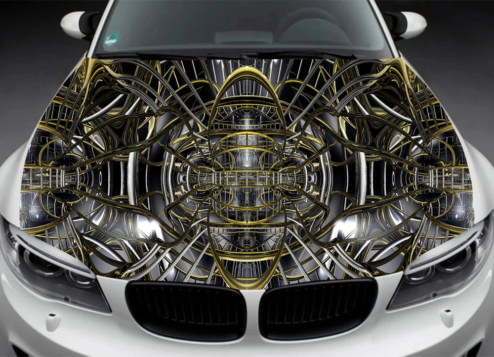 Artistic 3D Art Car Hood Decal, Vinyl, Sticker, Graphic, Wrap Decal, Truck Decal, Truck Graphic, Anime Bonnet Decal