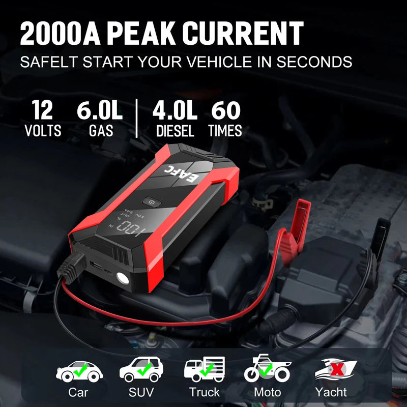 NEW 12V Car Jump Starter Suitable for Diesel and Gasoline Vehicles Multi-Function Portable Battery Starter Super Starting Device