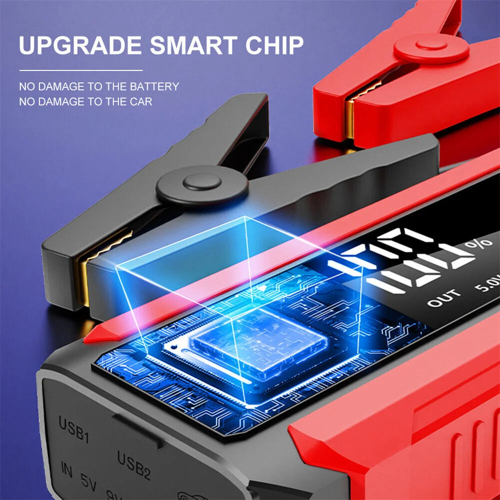 30000mAh Car Jump Starter 1200A 12V Portable Emergency Start-up Charger For Cars Booster Battery Starting Device With LED Light