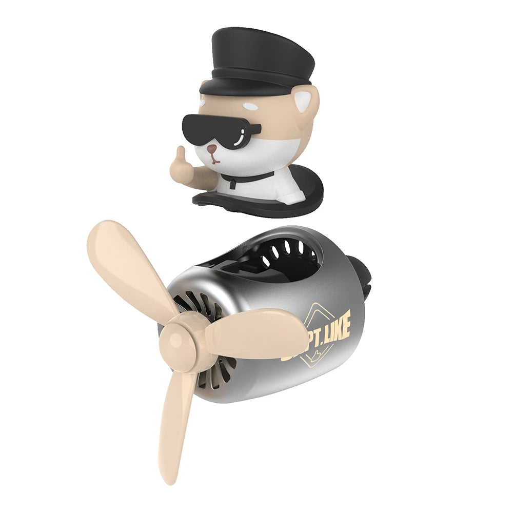 Car Air Freshener Bear Pilot Auto Accessories Interior Perfume Diffuser Rotating Propeller Outlet Fragrance Magnetic Design