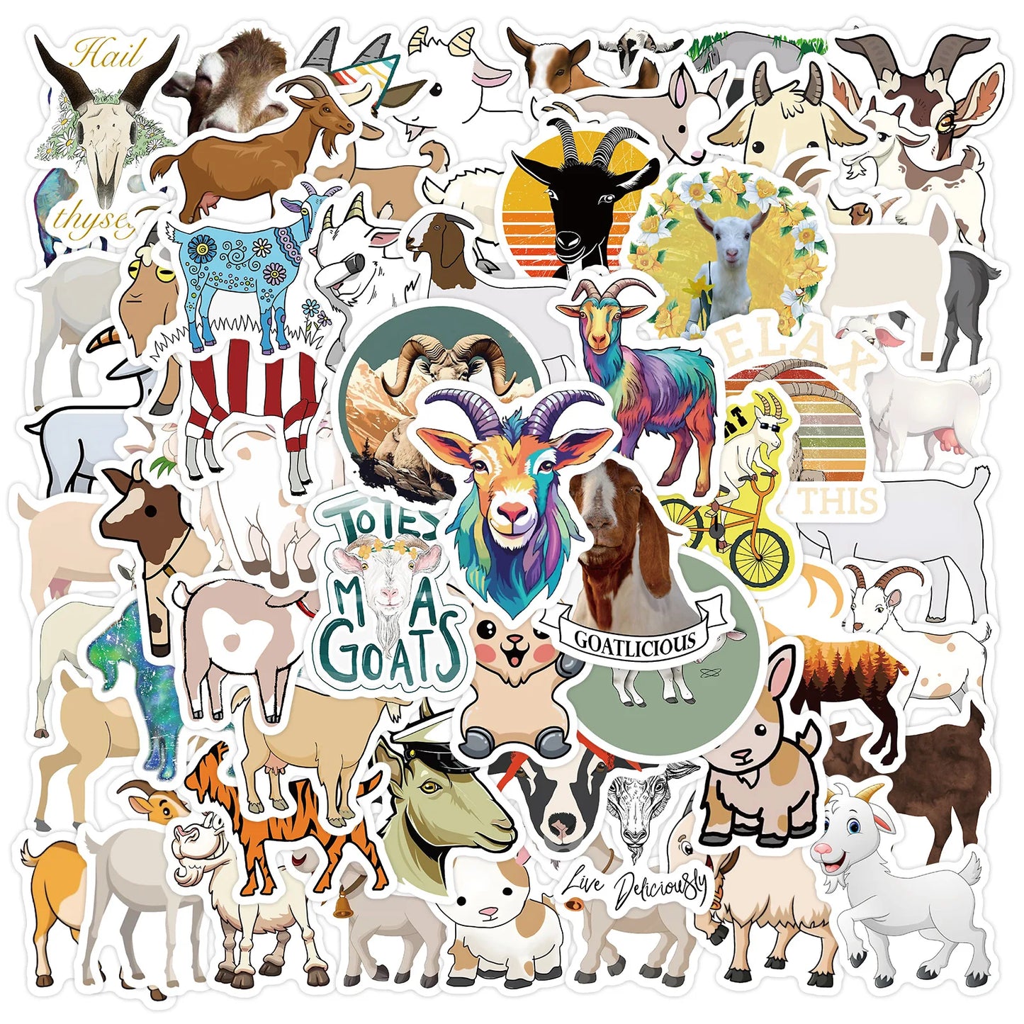 10/30/60Pcs Goat Critters Stickers Waterproof Decal Laptop Motorcycle Luggage Snowboard Fridge Phone Car Sticker
