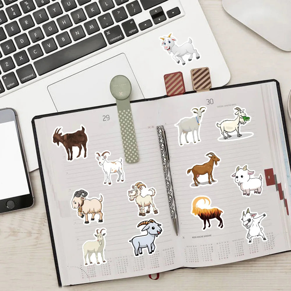 10/30/60Pcs Goat Critters Stickers Waterproof Decal Laptop Motorcycle Luggage Snowboard Fridge Phone Car Sticker