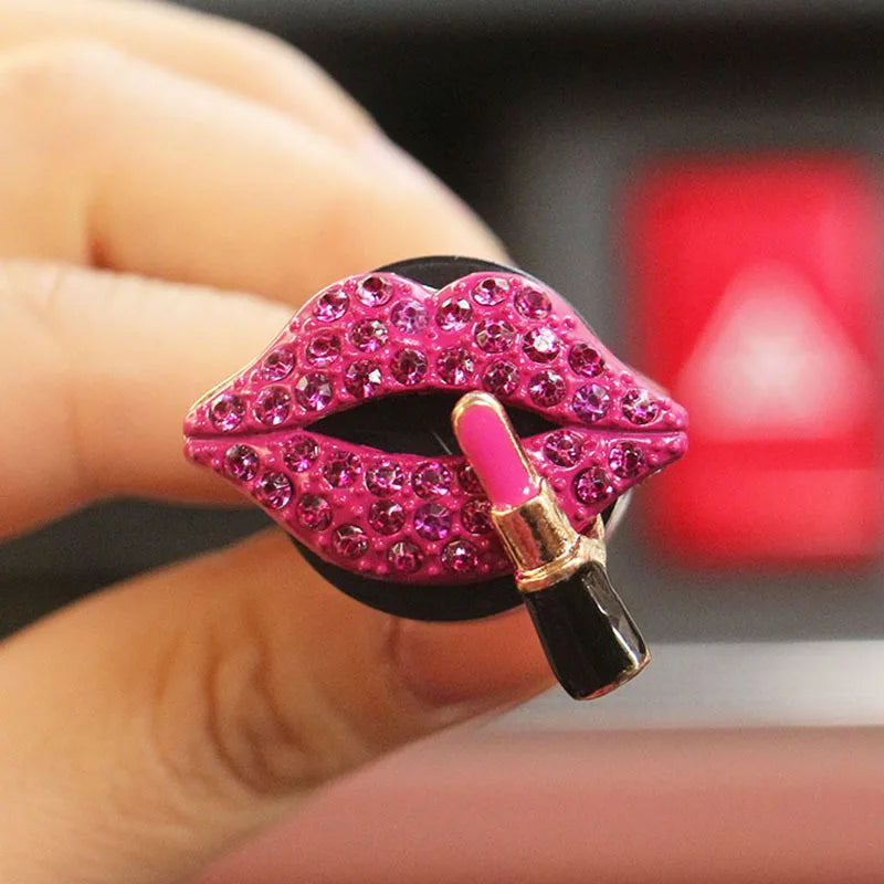 Car Perfume Clip Car Air Outlet Clip Ornament Aromatherapy Diamond Red Lip Car Air Freshener Vent Clip Auto Interior Decoration