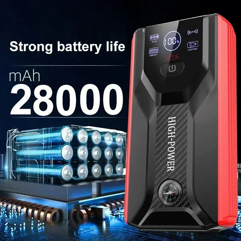 EAFC Car Jump Starter Power Supply 2000A Car Starter 28000mAh Power Bank 12V Booster Charger Starter with LED Lighting Starting