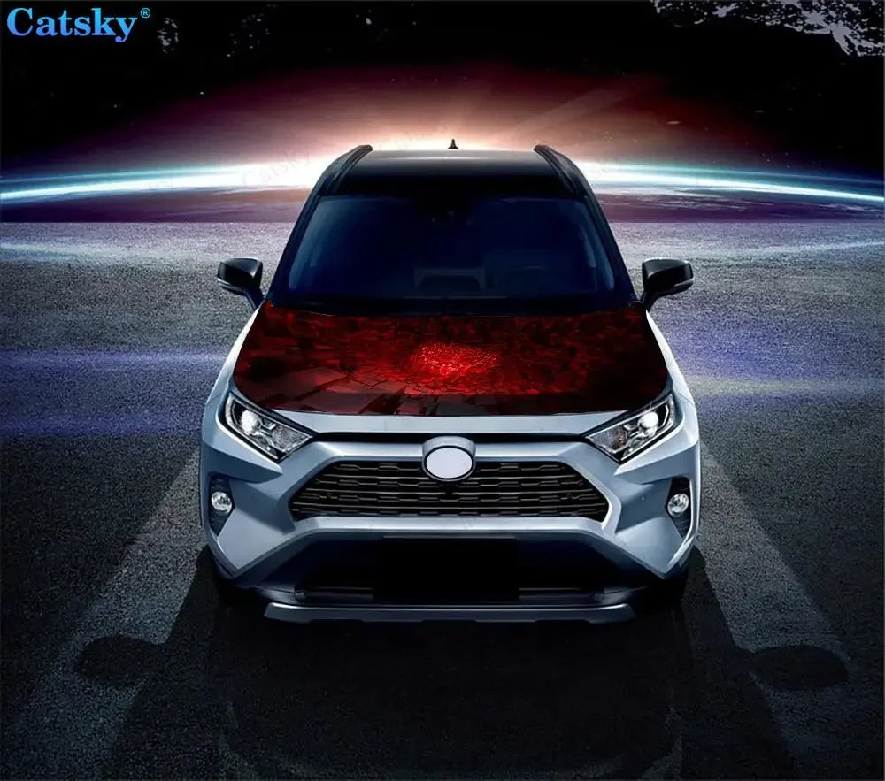Abstract - Red Car Hood Vinyl Stickers Wrap Vinyl Film Engine Cover Decals Sticker Universal Car Hood Protective Film