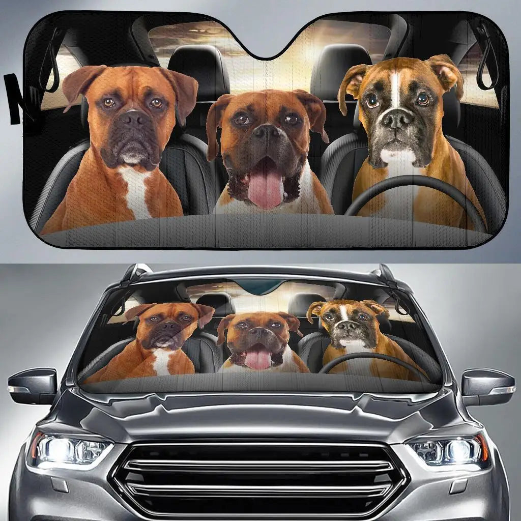 Driving Three Cat Dog Animals Car Auto Sunshades Heat Resistant, UV Resistant Car Auto Sunshades