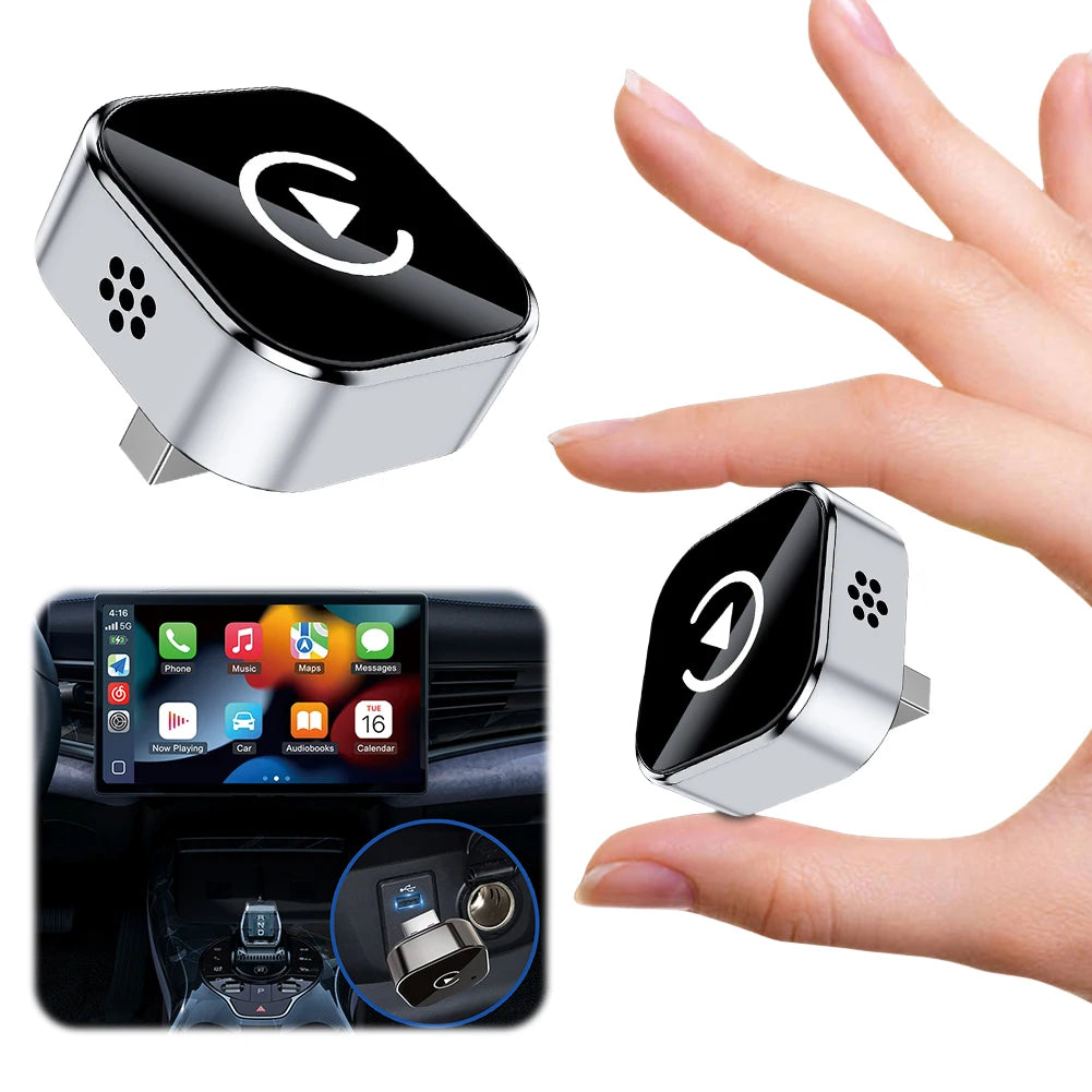 2 in 1 Wired to Wireless CarPlay Adapter Plug & Plug Bluetooth WiFi Auto Connect Converts for Wired CarPlay/Andriod Auto Car
