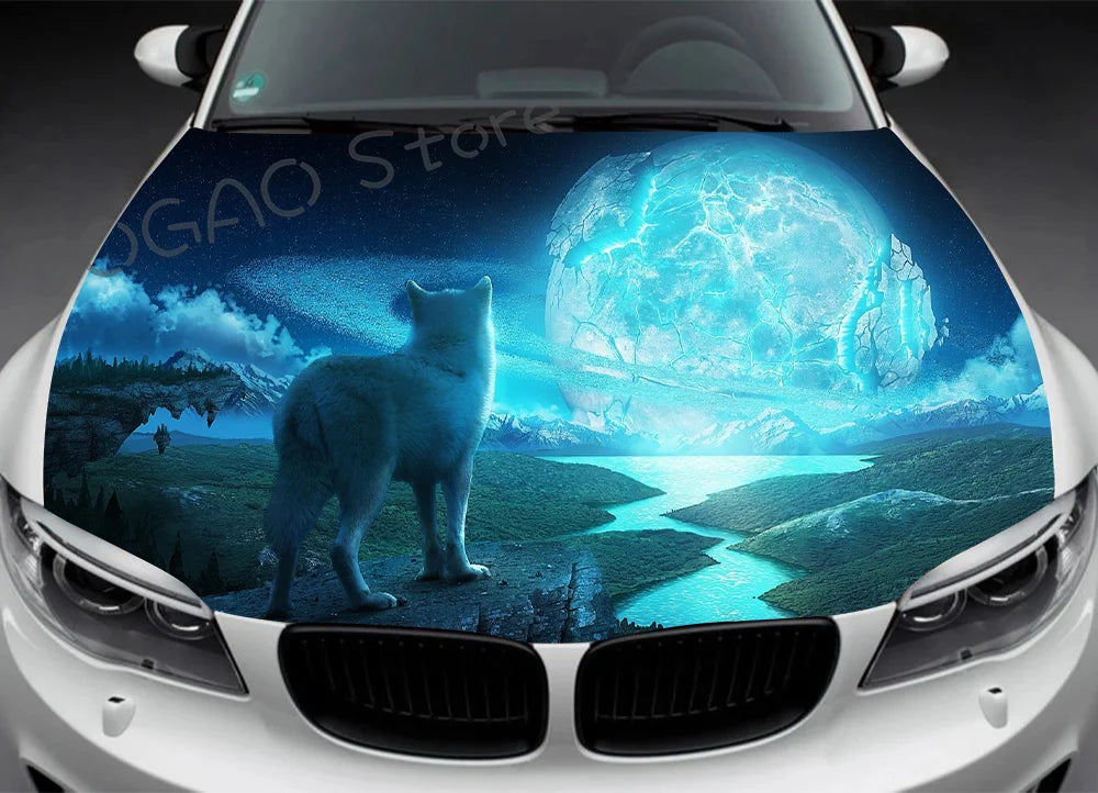 Wolf Car Hood Decal, Vinyl, Sticker, Abstract Cool, Graphic, Wrap Decal, Truck Decal, Truck Graphic, Bonnet Decal