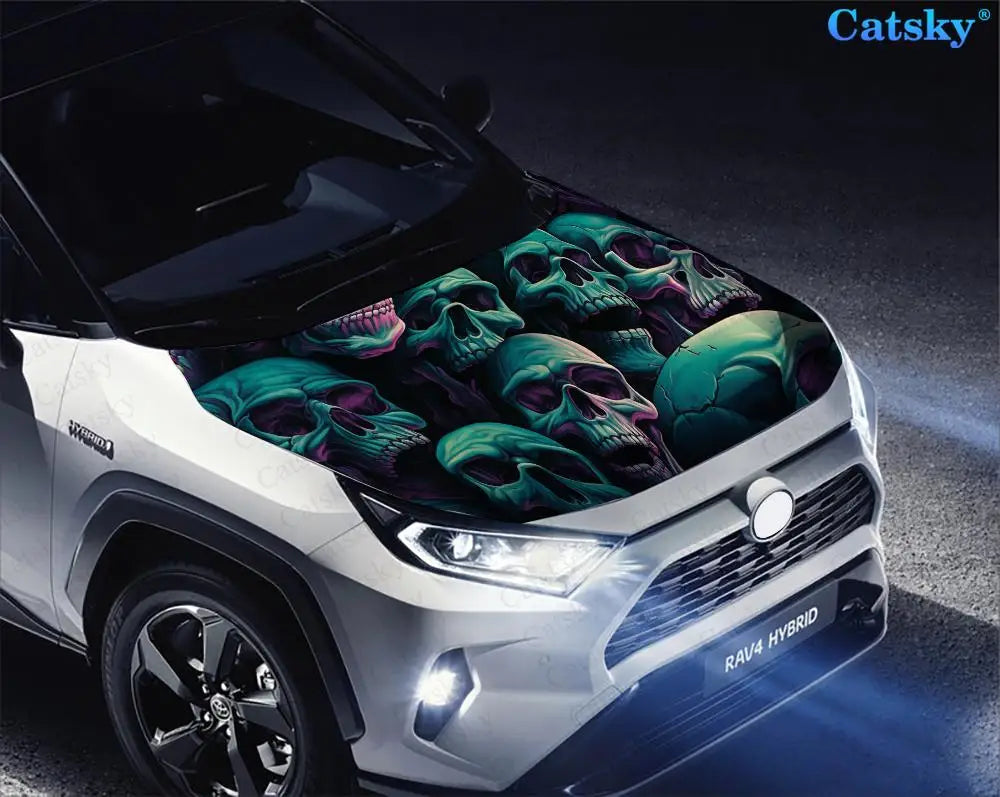 Colorful Skulls Dark Halloween Car Hood Vinyl Stickers Wrap Vinyl Film Engine Cover Decals Sticker on Car Auto Accessories