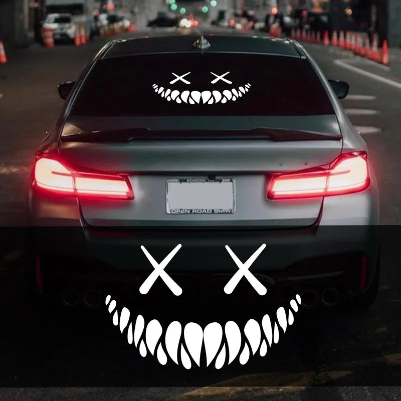 Car Sticker Demon Smiling Face Car Stickers Rear Windshield Funny Auto Body Styling Decoration Window Sticker Vinyl Waterproof