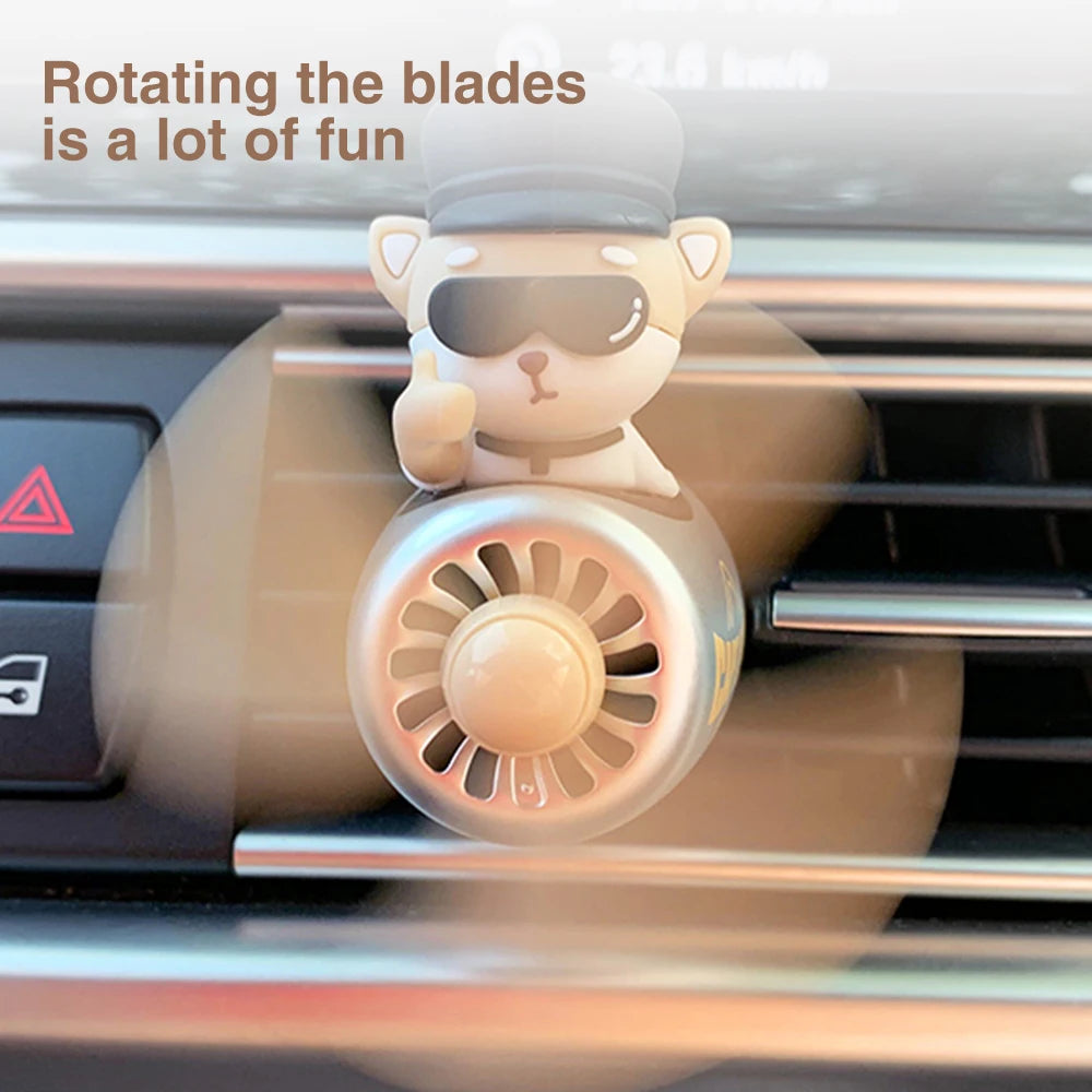 Car Air Freshener Bear Pilot Auto Accessories Interior Perfume Diffuser Rotating Propeller Outlet Fragrance Magnetic Design