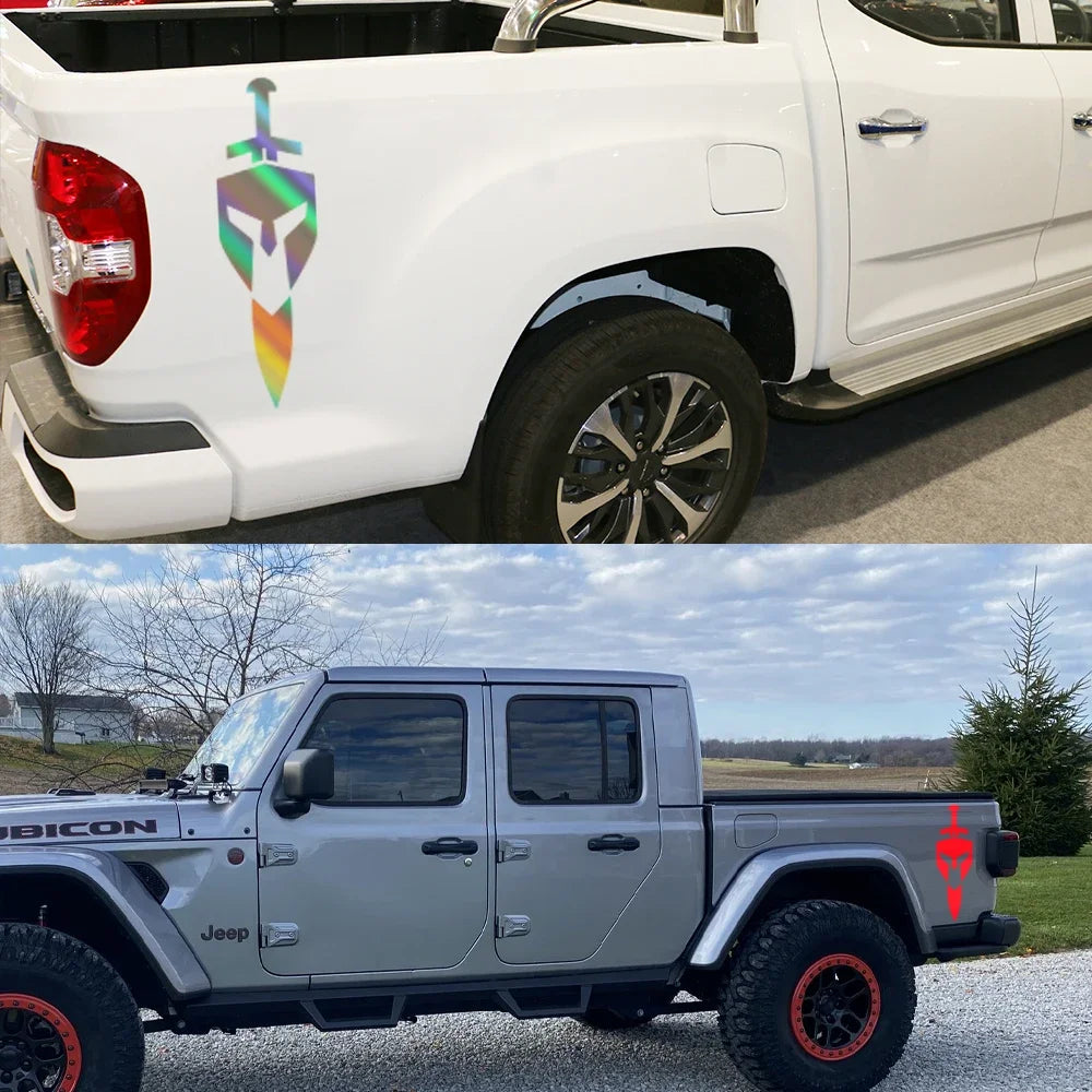 For Jeep Gladiator JT Pickup Rear Trunk Bed Side Stickers Truck Graphics Shield Sword Decor Decals Vinyl Cover Auto Accessories