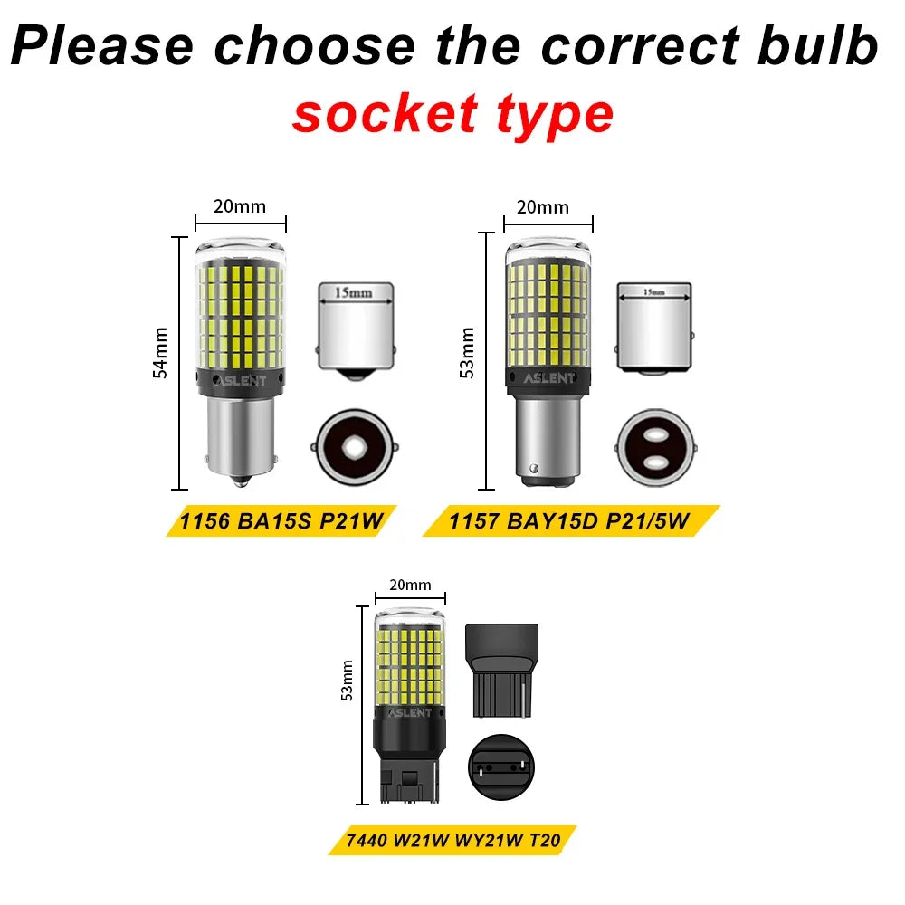 1x P21W PY21W Car LED Bulb Ba15s 1156 Bau15s T20 WY21W W21W 7443 High Power LED Signal Light Canbus No error Auto Reverse Lamp