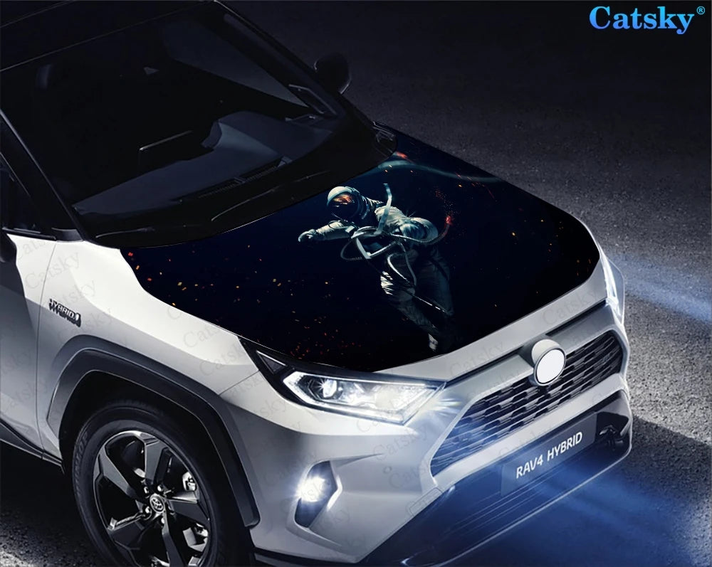 Astronaut Space Surfing Car Hood Wrap Color Vinyl Sticker Decal Truck Graphic Bonnet Decal Custom Car Decoration Stickers
