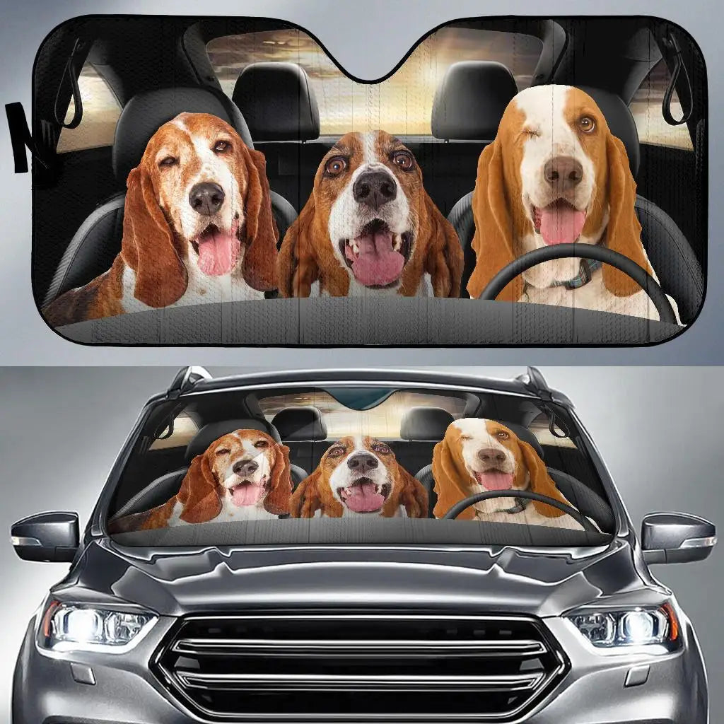 Driving Three Cat Dog Animals Car Auto Sunshades Heat Resistant, UV Resistant Car Auto Sunshades