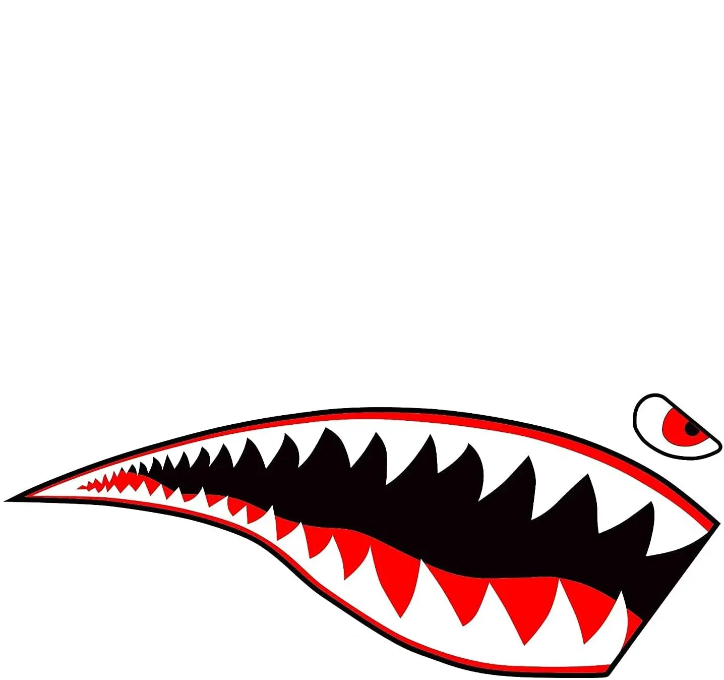 Car-Gear P-40 Warhawk Shark Tooth Universal Graphics Kit Vinyl Decal Wrap - Shark Mouth Teeth - 5' x 2'