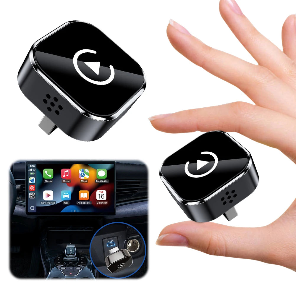 2 in 1 Wired to Wireless CarPlay Adapter Plug & Plug Bluetooth WiFi Auto Connect Converts for Wired CarPlay/Andriod Auto Car