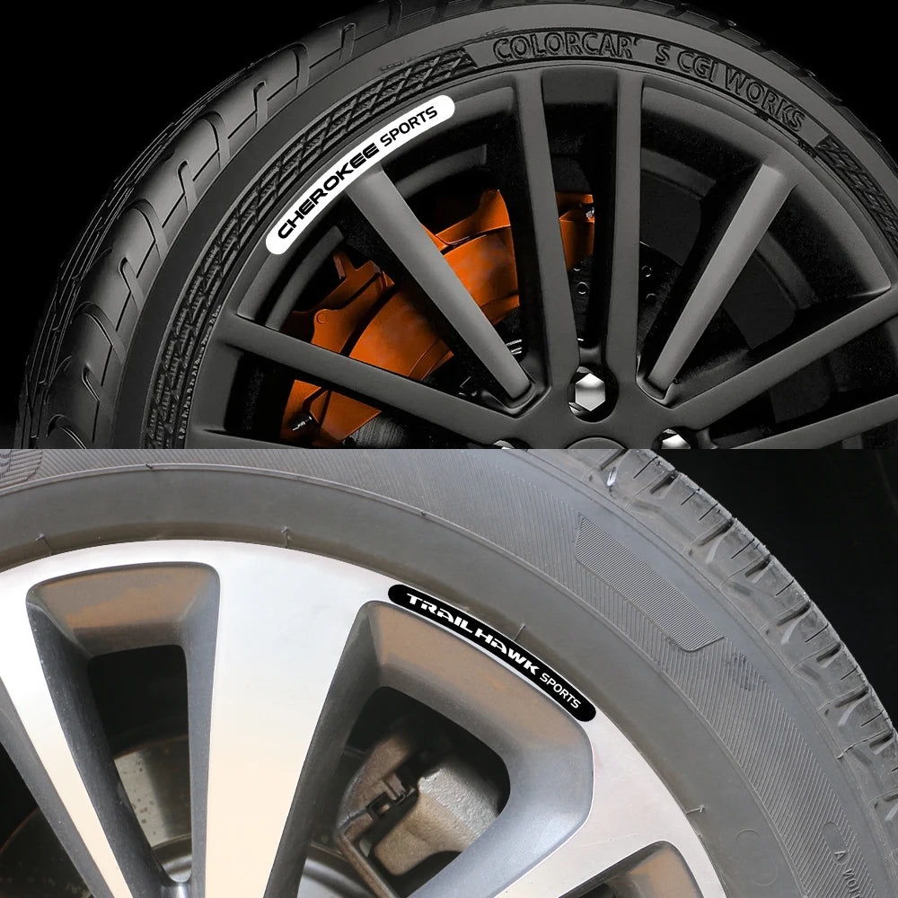 4Pcs Car Wheel Rim Sticker Auto Accessories For Jeep Patriot Wrangler Cherokee Compass TrailHawk Rubicon Liberty Commander