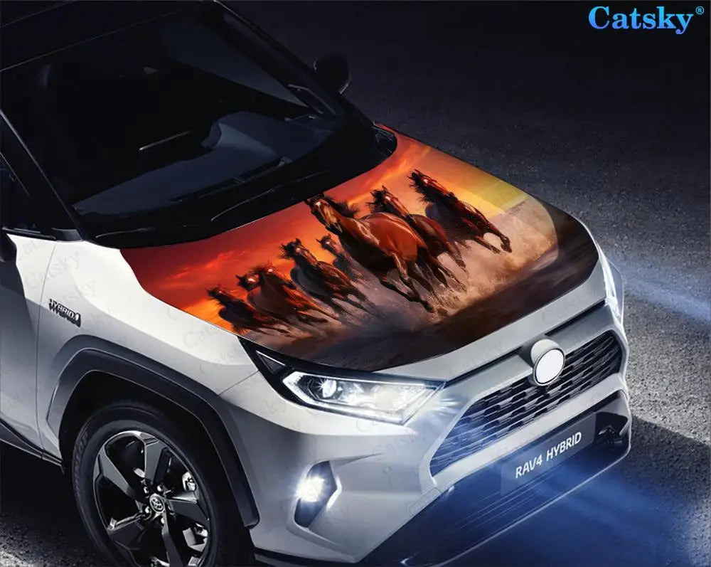 Horses Running in the Sunset Car Hood Decal Truck Decals Vinyl Sticker Graphic Wrap Stickers Trucks Cars Bonnet Vinyls