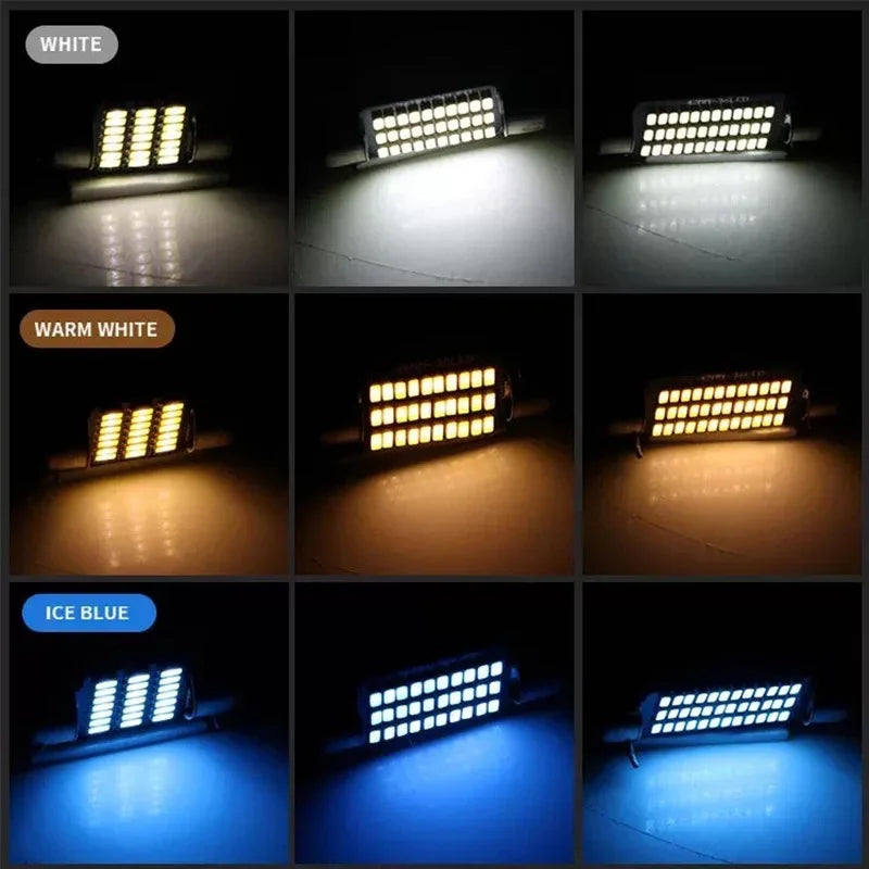 2pcs C5W C10W Car LED Dome Light 31mm 36mm 39mm 41 12V White Ice Blue Bulbs For Cars License Plate Interior Reading Light