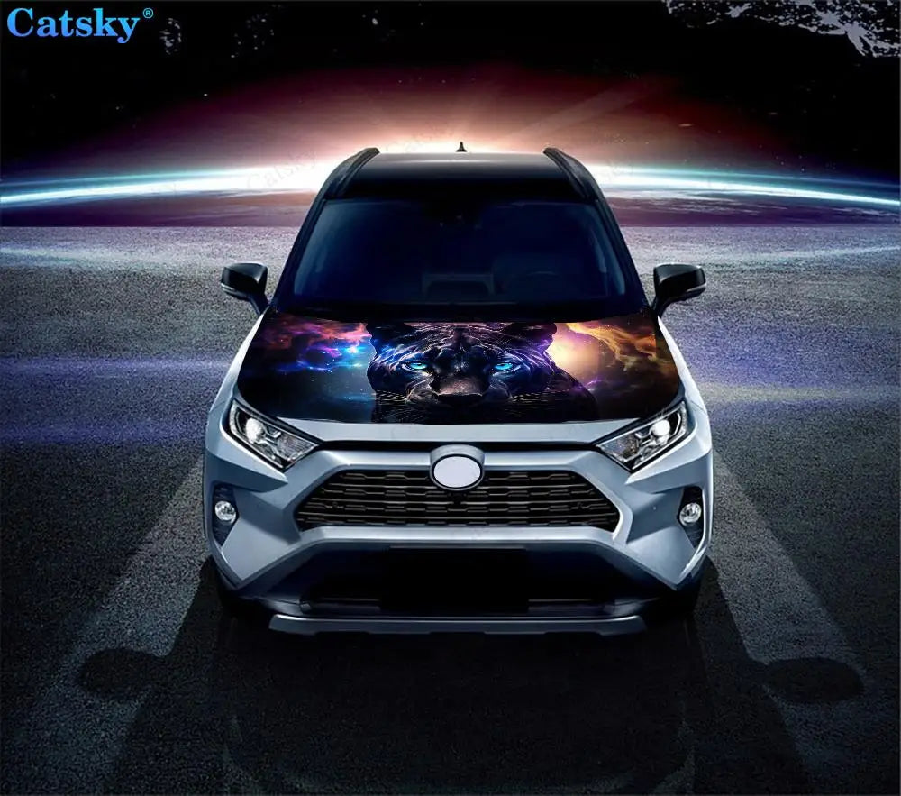 Galaxy Panther Digital Art Car Hood Vinyl Stickers Wrap Vinyl Film Engine Cover Decals Sticker on Car Auto Accessories
