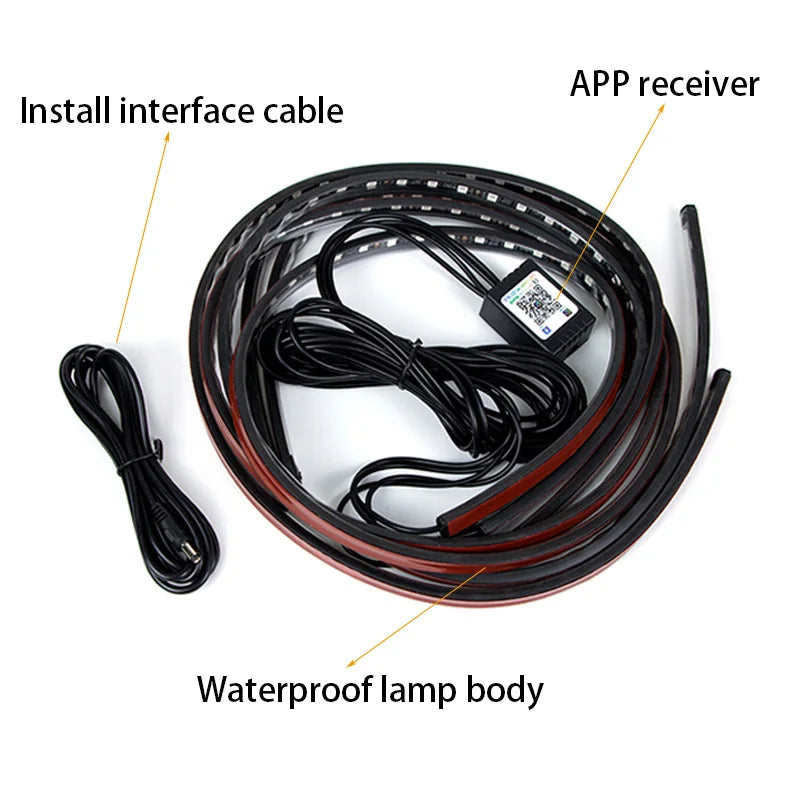 SEAMETAL Car Flexible Strip Light LED Underbody Remote/APP Control RGB Neon Light Dream Color Auto Decor Ambient Atmosphere Lamp