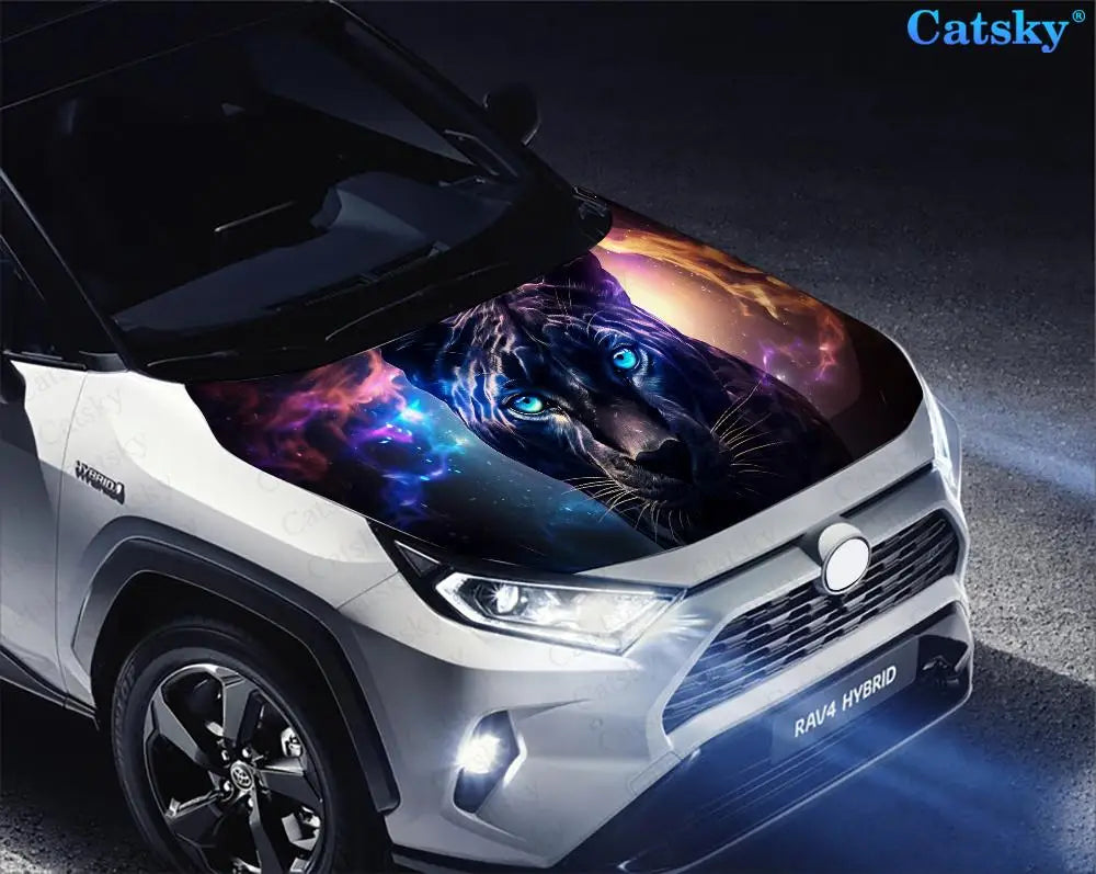 Galaxy Panther Digital Art Car Hood Vinyl Stickers Wrap Vinyl Film Engine Cover Decals Sticker on Car Auto Accessories