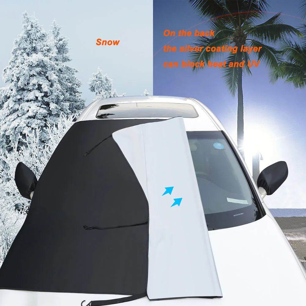 Universal Car Front Windshield Cover Snow Car Cover Sunshield Dust Waterproof Windscreen Protection Outdoor Exterior Protector