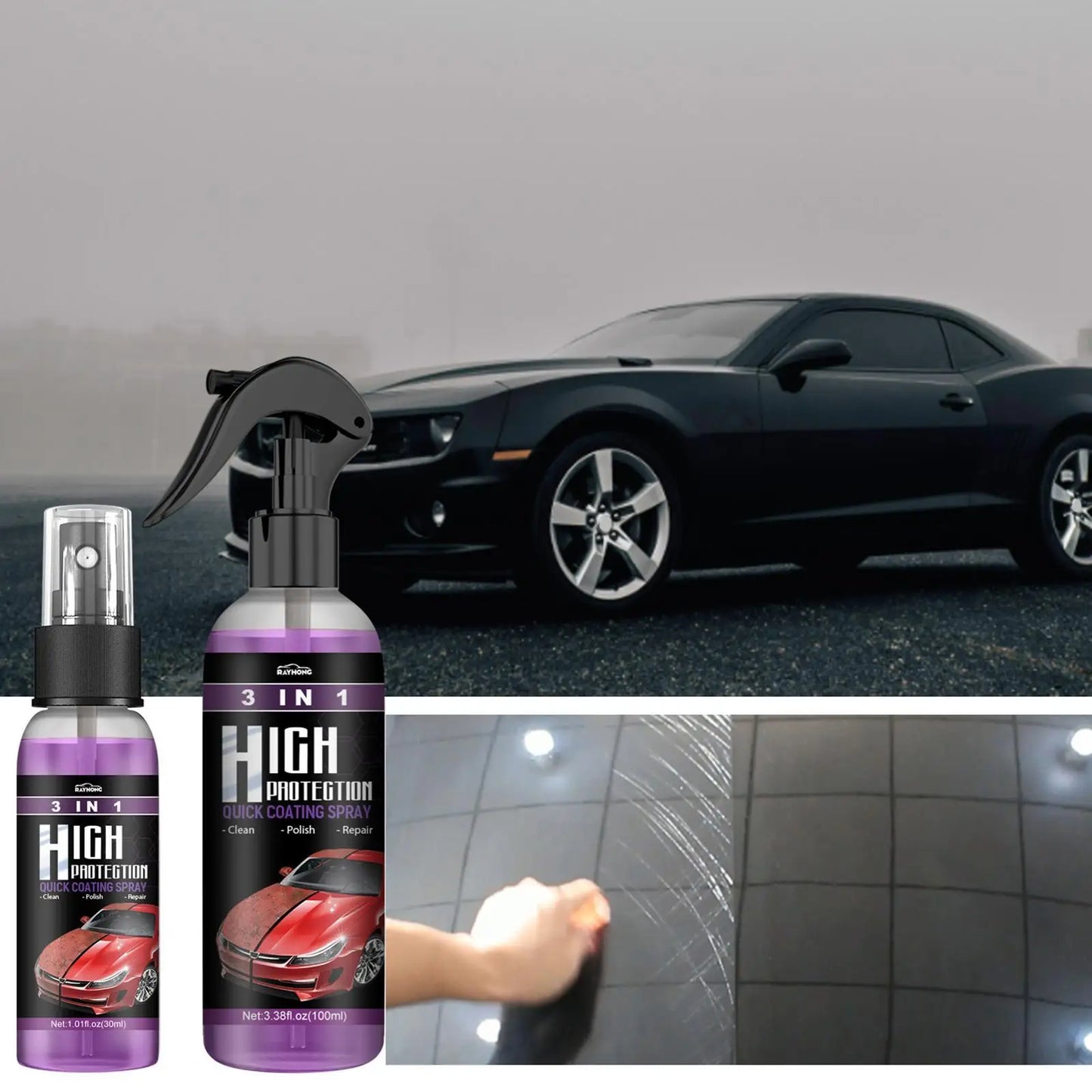 3 In 1 Quick Coating Spray High Protection Car Coating Ceramic Spray Wash Car Car Waterless Spray Coating Quick Coating L9H5