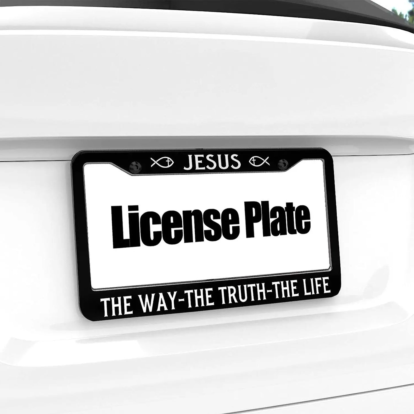 License Plate Frame Jesus The Way The Truth The Life Car Tag Frame License Plate Holder Car Plate Frame Auto Tags Cover 2 Holes