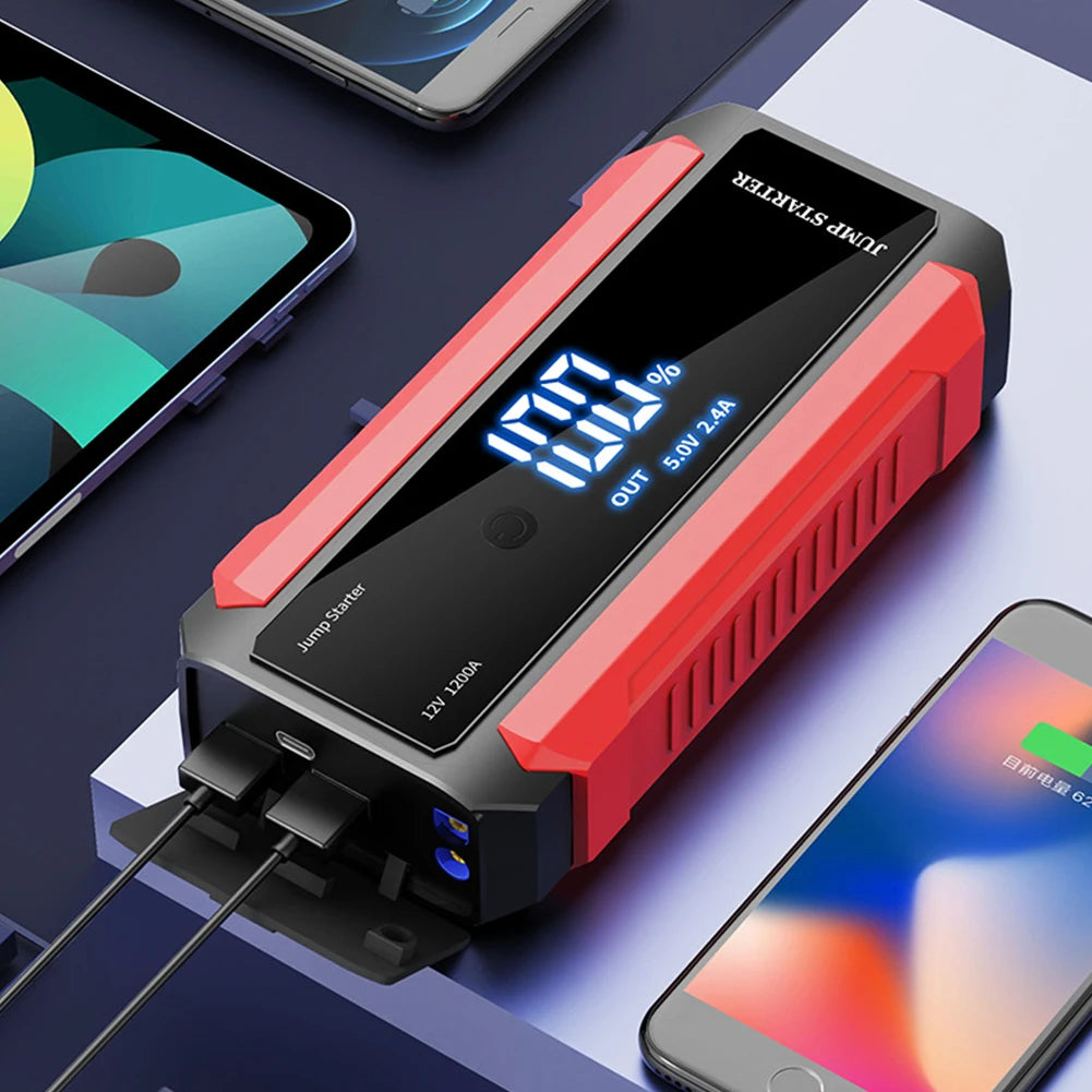12V Car Jump Starter 30000mAh Portable Emergency Battery Booster LED Flashlight Power Bank Car Quick Starter Car Starting Device