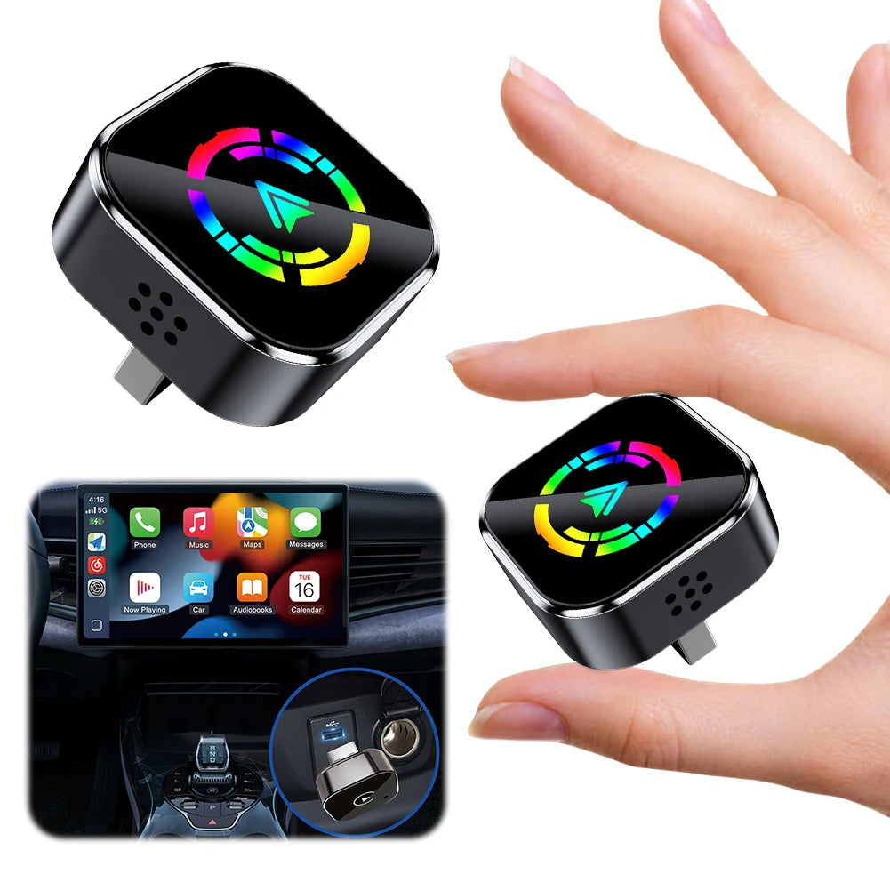 2 in 1 Wired to Wireless CarPlay Adapter Plug & Plug Bluetooth WiFi Auto Connect Converts for Wired CarPlay/Andriod Auto Car