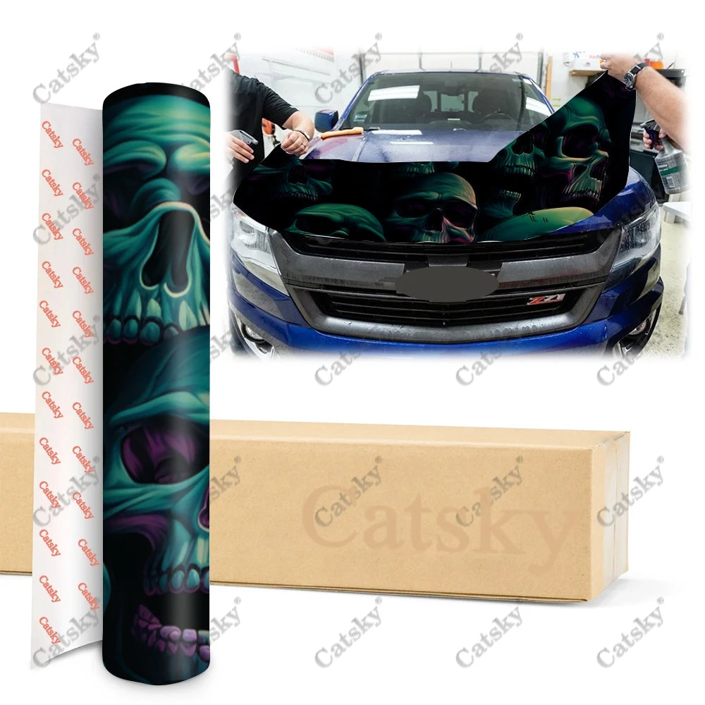 Colorful Skulls Dark Halloween Car Hood Vinyl Stickers Wrap Vinyl Film Engine Cover Decals Sticker on Car Auto Accessories