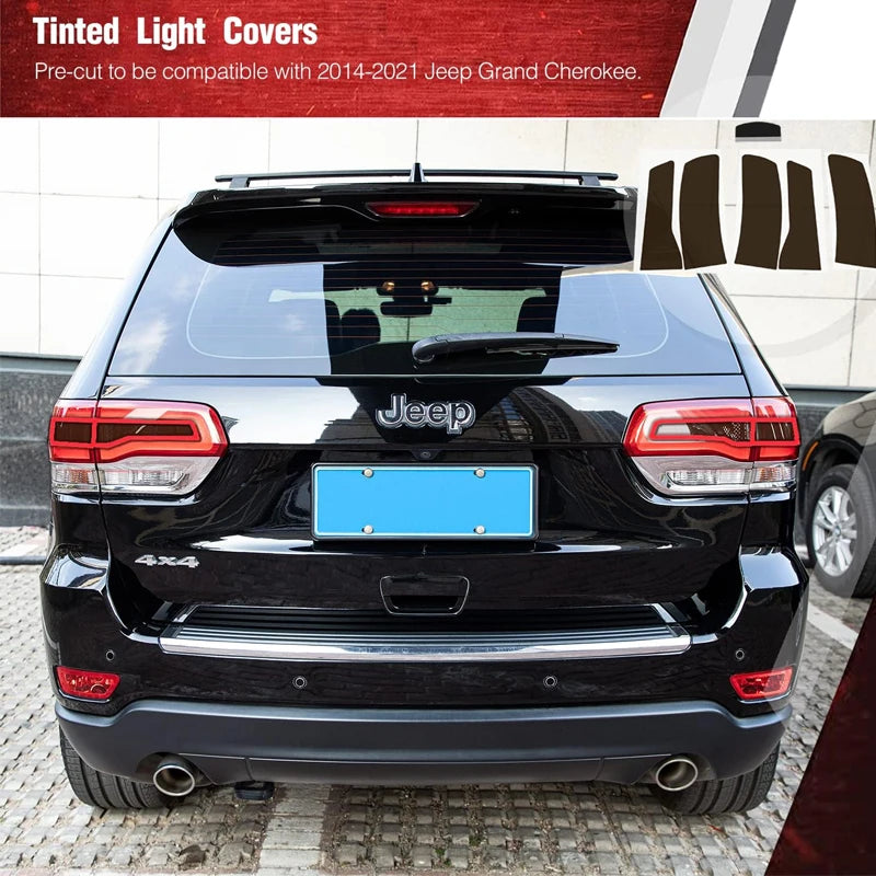 Taillight Rear Reflector Light Overlay Tint Covers Decal , for 2014-2021 Jeep Grand Cherokee (Vinyl)-6 Pcs/Set