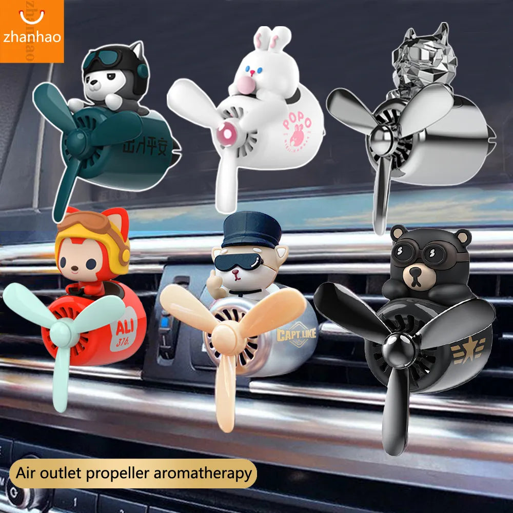 72Km Bear Car Air Freshener Teddy Bear Pilot Auto Interior Accessories Air Outlet Propeller Fragrance Bulldog Perfume Diffuser