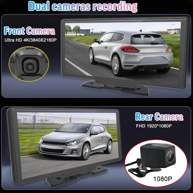 10.26 Inch 4K Car Radio Wireless Carplay Android Auto GPS Navi 5G WIFI Support HD Rearview Camera DVR Dashboard Video Recorder